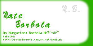 mate borbola business card